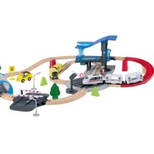 Fajátékok - játék vasúti készlet, tartozékokkal