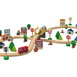 Fajáték vasúti város 57 részes készlet